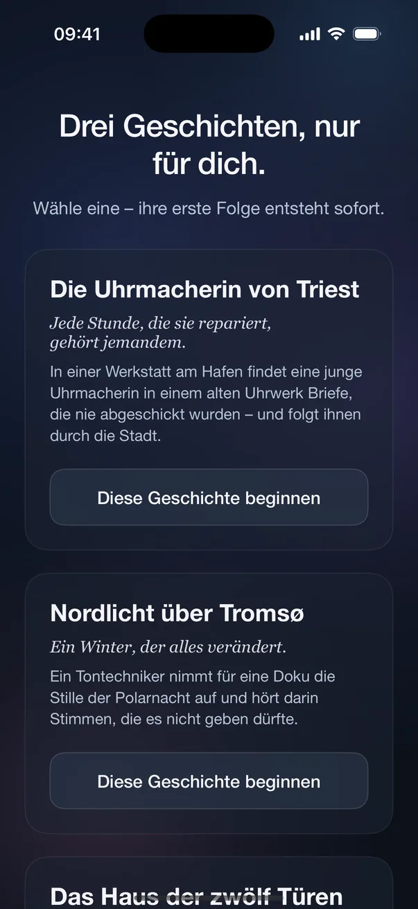 Drei Geschichten, nur für dich ausgewählt.