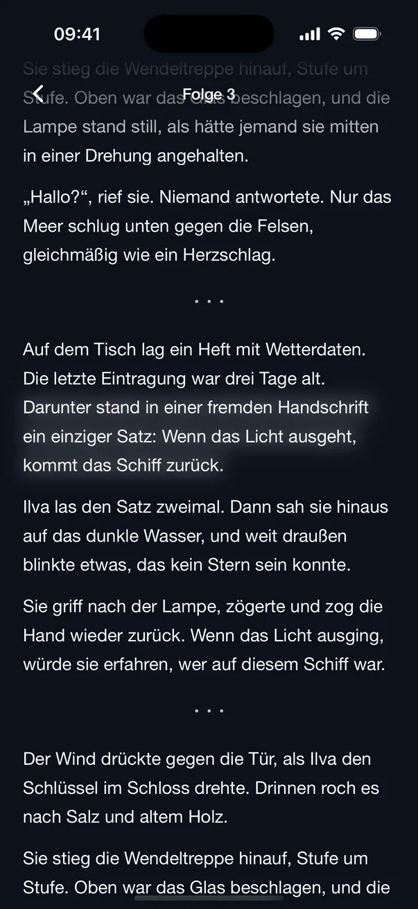 Lies an der aktuellen Hörposition mit.